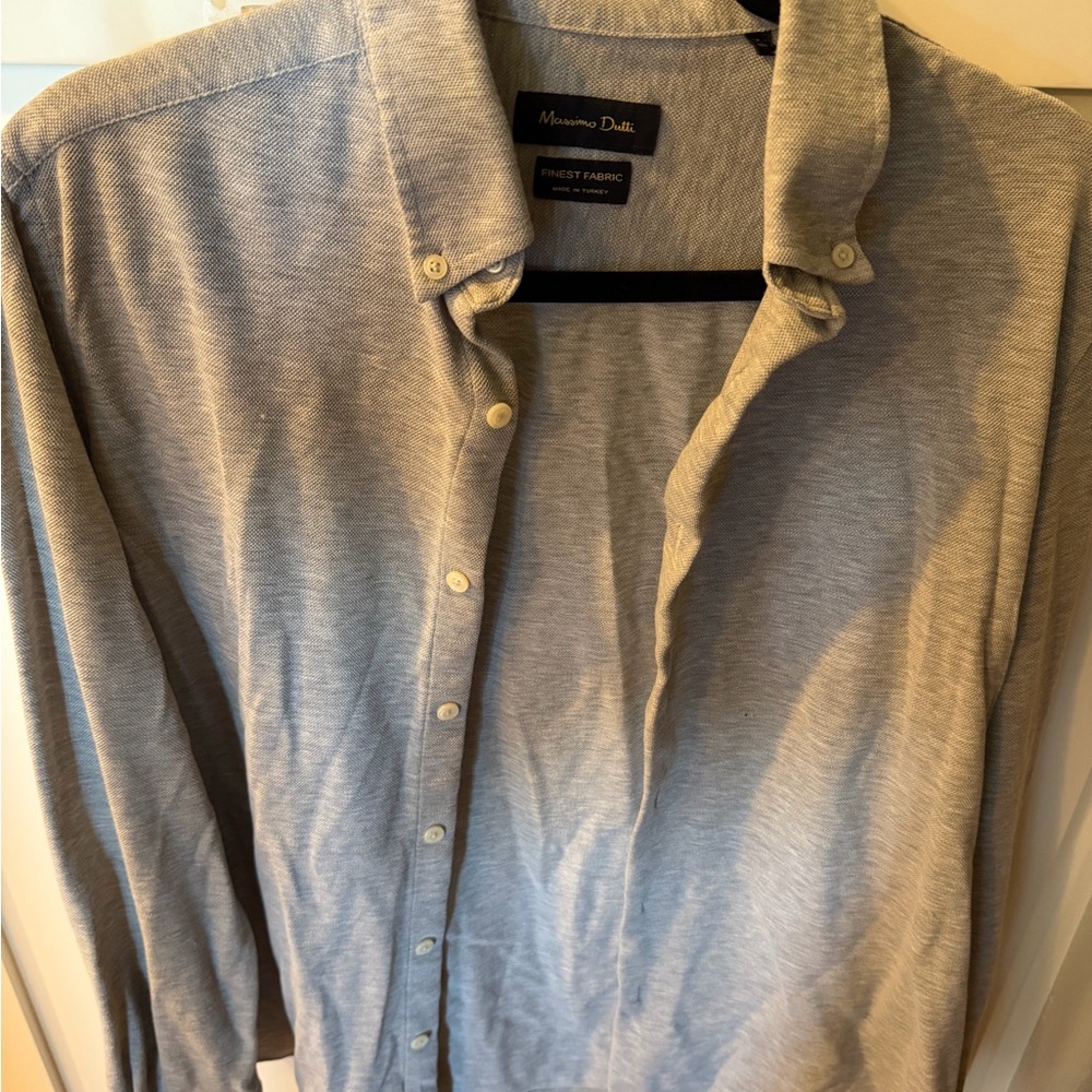 Massimo Dutti Light Gray Textured Shirt